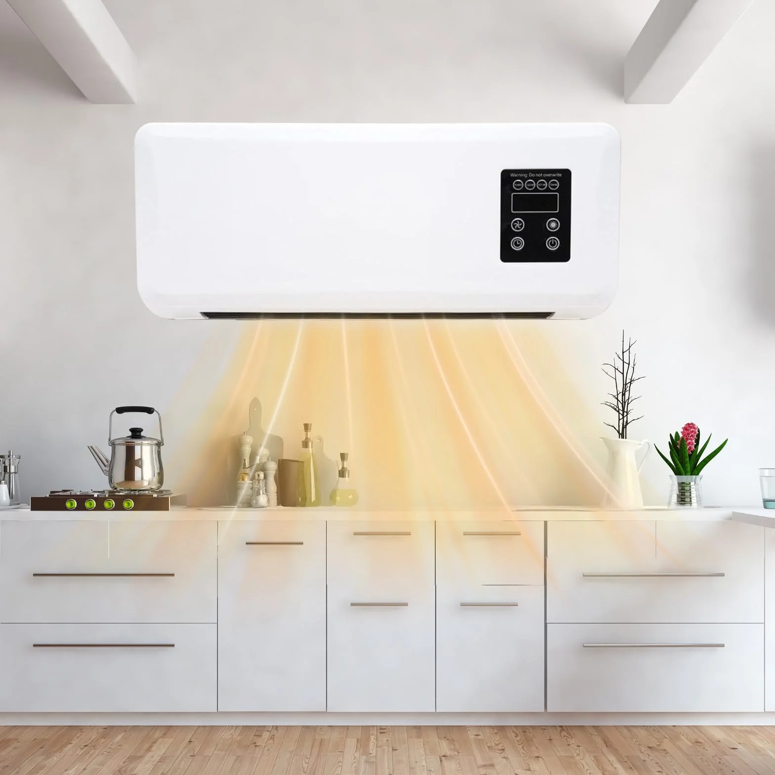 Aria condizionata,Clim Portatile,Clim Con Telecomando,Condizionatore a Parete Reversibile Split,Condizionatore Senza Unità Esterne,Ventilatore Di Raffreddamento Per Cucina,Camera da letto (Bianco)