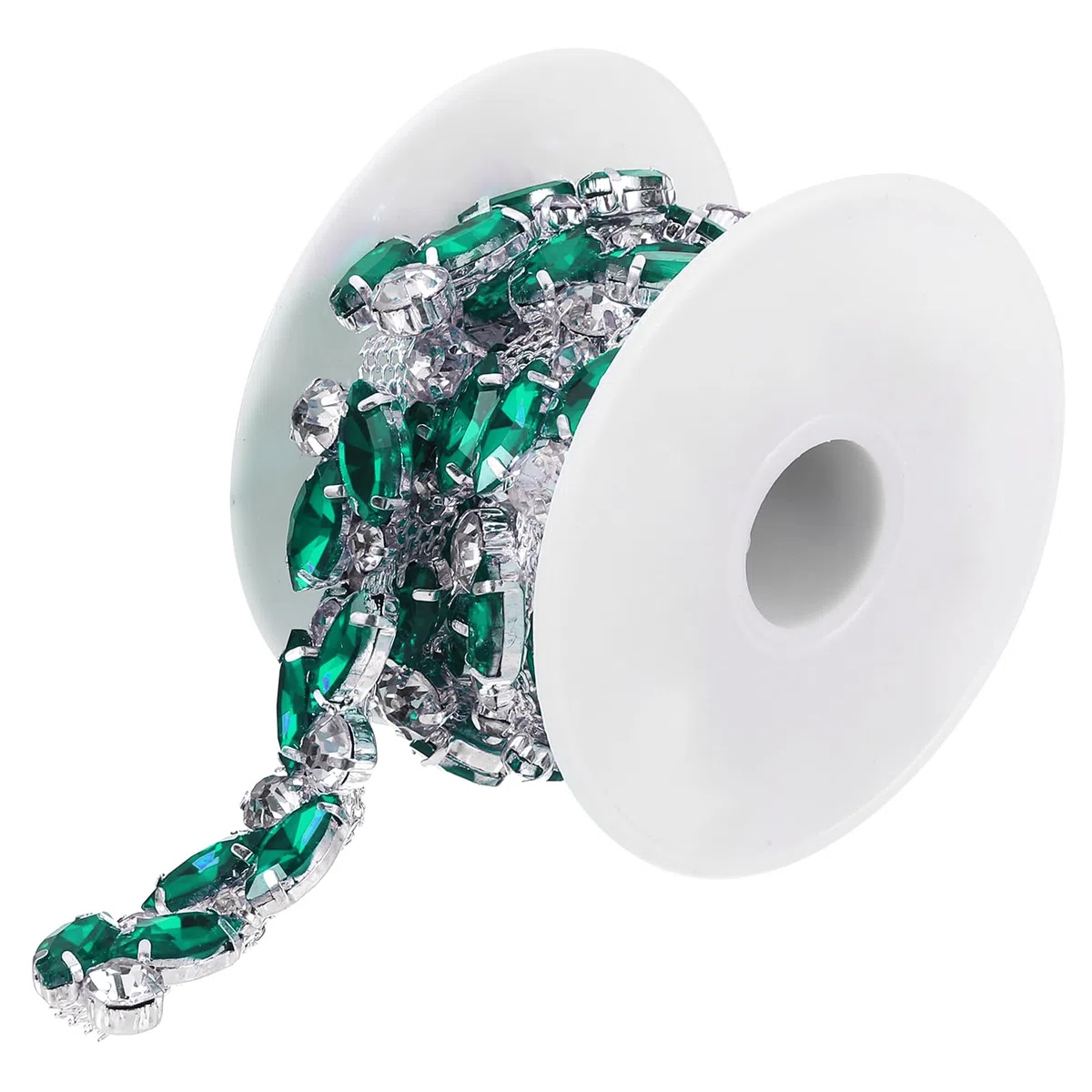 QUARKZMAN 1 Iarde 0.6 Pollici Nastro Strass Trim Cristallo Bling Catena Strass Applicazione Strisce per Artigianato Fai da Te Cucito Abbellimenti per Abbigliamento, Verde