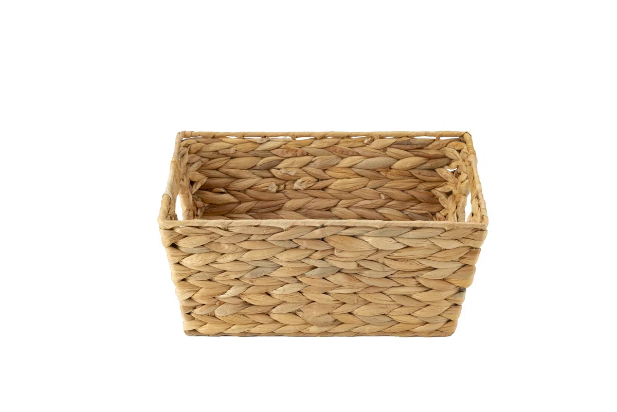 ECHTWERK Cestino portaoggetti in giacinto d'acqua, rettangolare, 35 x 25 x 16 cm, colori naturali, cestino in vimini, impilabile per bagno, ufficio e soggiorno