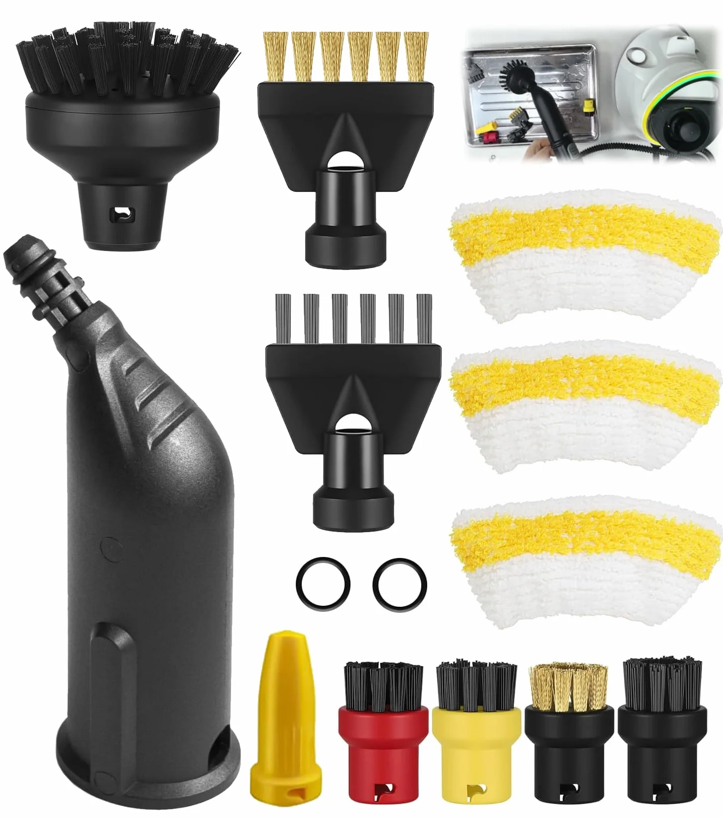 14 pezzi per pulitore a vapore accessori Karcher SC1 SC3 SC5 SC4 SC2, set di pezzi di ricambio per ugello manuale, con ugello allungato, ugello curvo, spazzola rotonda, ugello a lancia