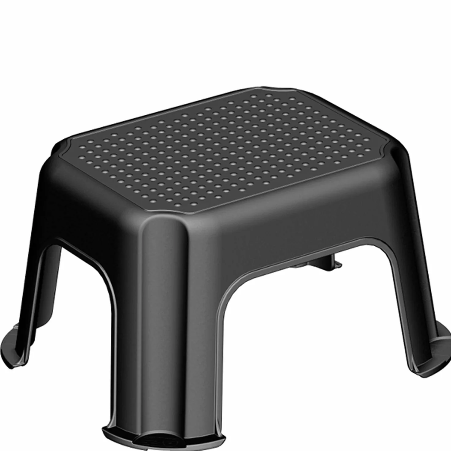 Rotho Basic lo Sgabello a Gradini può Essere Caricato fino a 150 kg, Plastica (PP) senza BPA, Nero/Argento, 43.1 x 35.8 x 23.8 cm