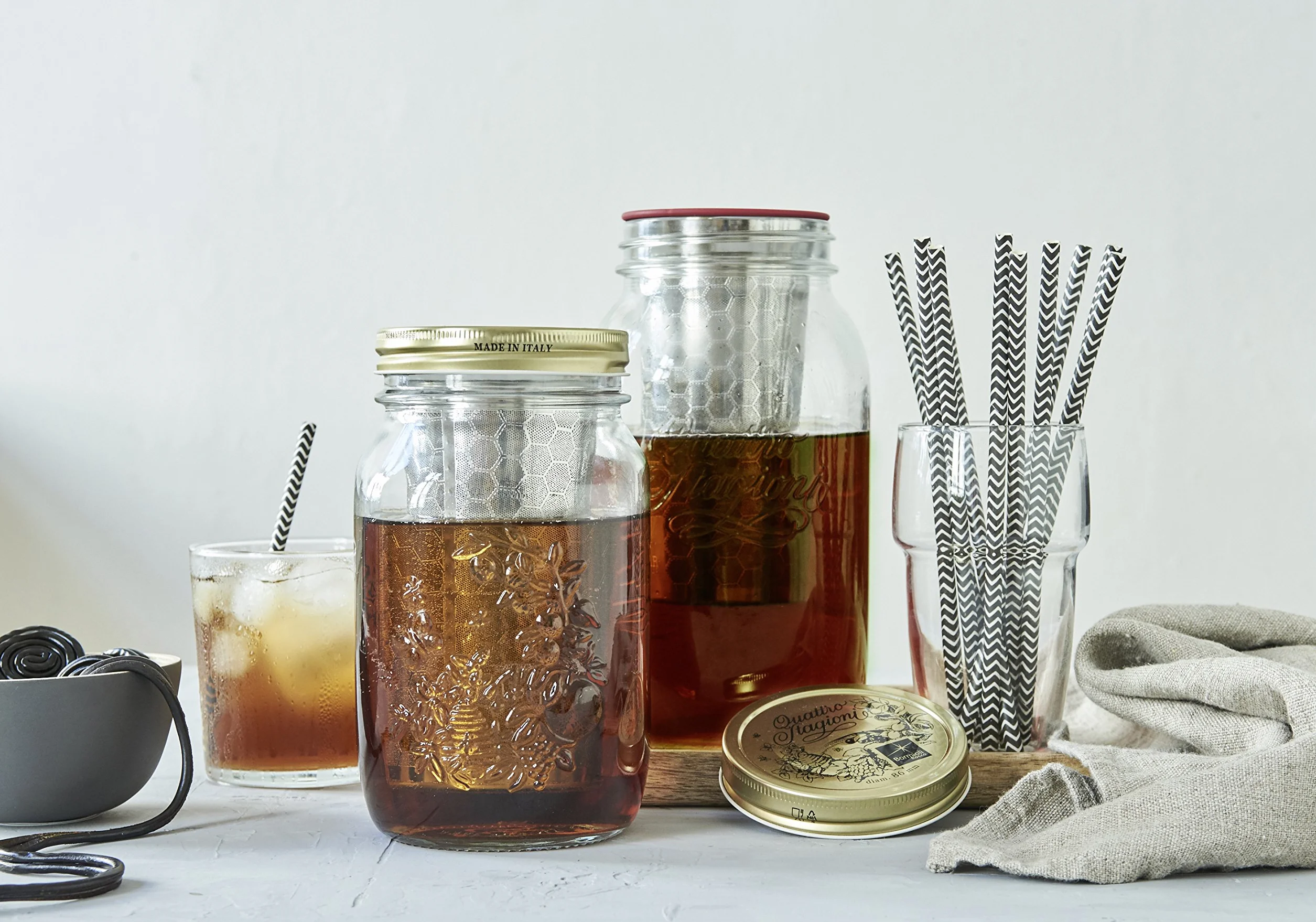 dripdrip BREWJAR Cold Brew Coffee Jar, macchina da caffè professionale per caffè preparato a freddo, priva di plastica, filtro a doppio strato in acciaio inox (1 litro)