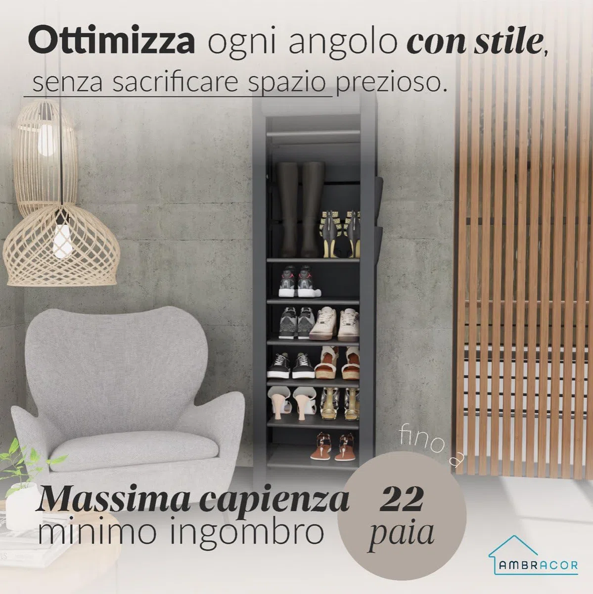 Scarpiera Slim 45x175x30cm in Tessuto Impermeabile a 11 Ripiani - Mobile Portascarpe da Esterno o Interno