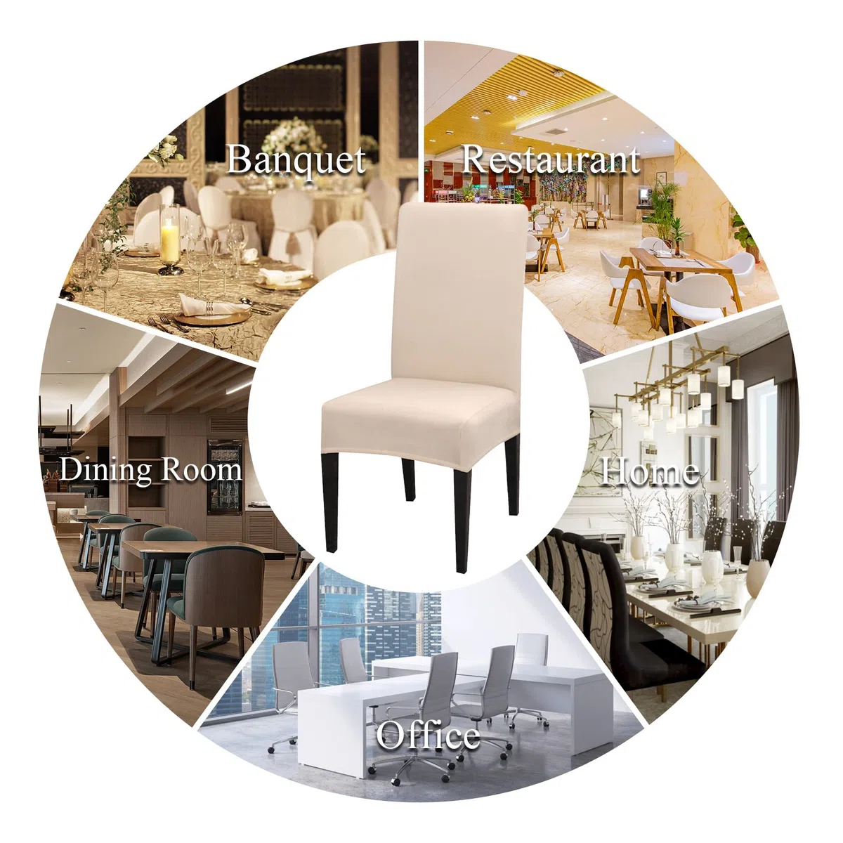 Lydevo Coprisedie con Schienale 4 Pezzi Elasticizzato,Coprisedia per Sala da Pranzo,Fodere Sedie con Schienale Alto Lavabile Rimovibile Universale,Spandex Copertura per Sedia Soggiorno,Beige