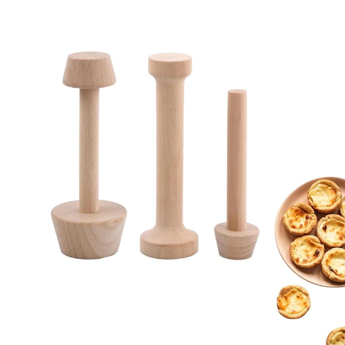 3 Pezzis Stampi In Legno Per Crostate, Mini Doppia Stampo Per Crostate, Pasticceria Tamper Crostata, Tartelletta Pestello, Tartelletta Pestello In Legno Per Impasto Biscotti Pasticceria Pressa