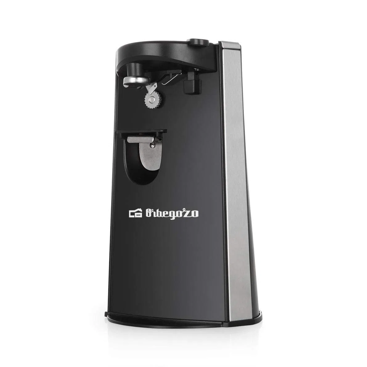 Orbegozo CU 6500 - Apriscatole elettrico, apribottiglie e affilacoltelli inclusi, accensione automatica a pressione, potenza 60 Watt