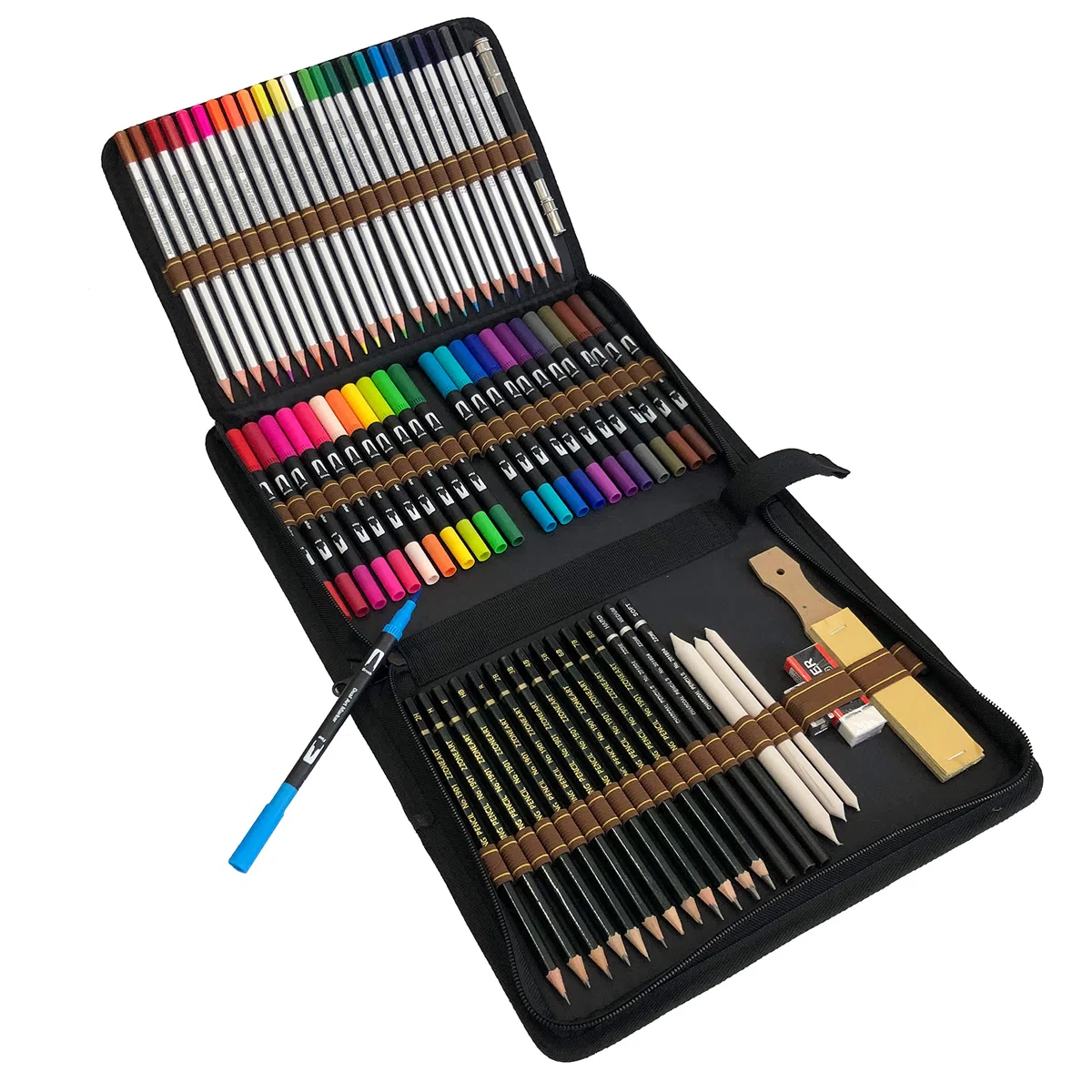 24 Penne calligrafiche, Pennarelli Doppia Punta Fine e 36 Matite Colorate da Disegno e Accessori, per Disegnare