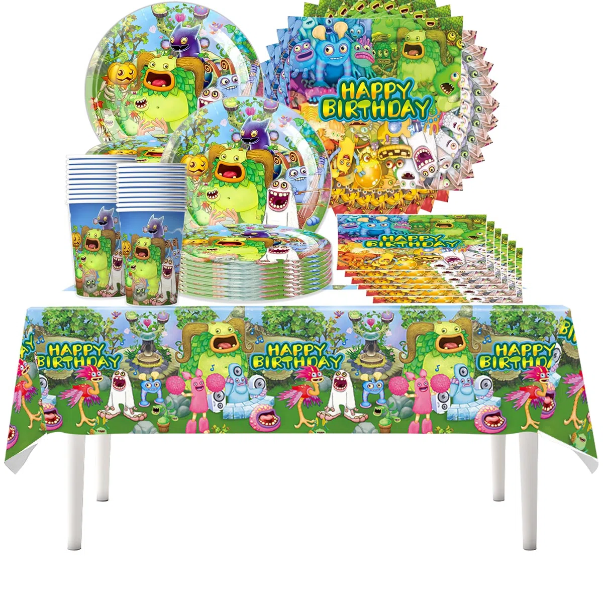 61PCS Set da tavola per festa a tema Trolls, festa di compleanno dell'elfo magico, Trolls dei cartoni animati, tazze, piatti, tovaglie, tovaglioli di carta, per 20 persone
