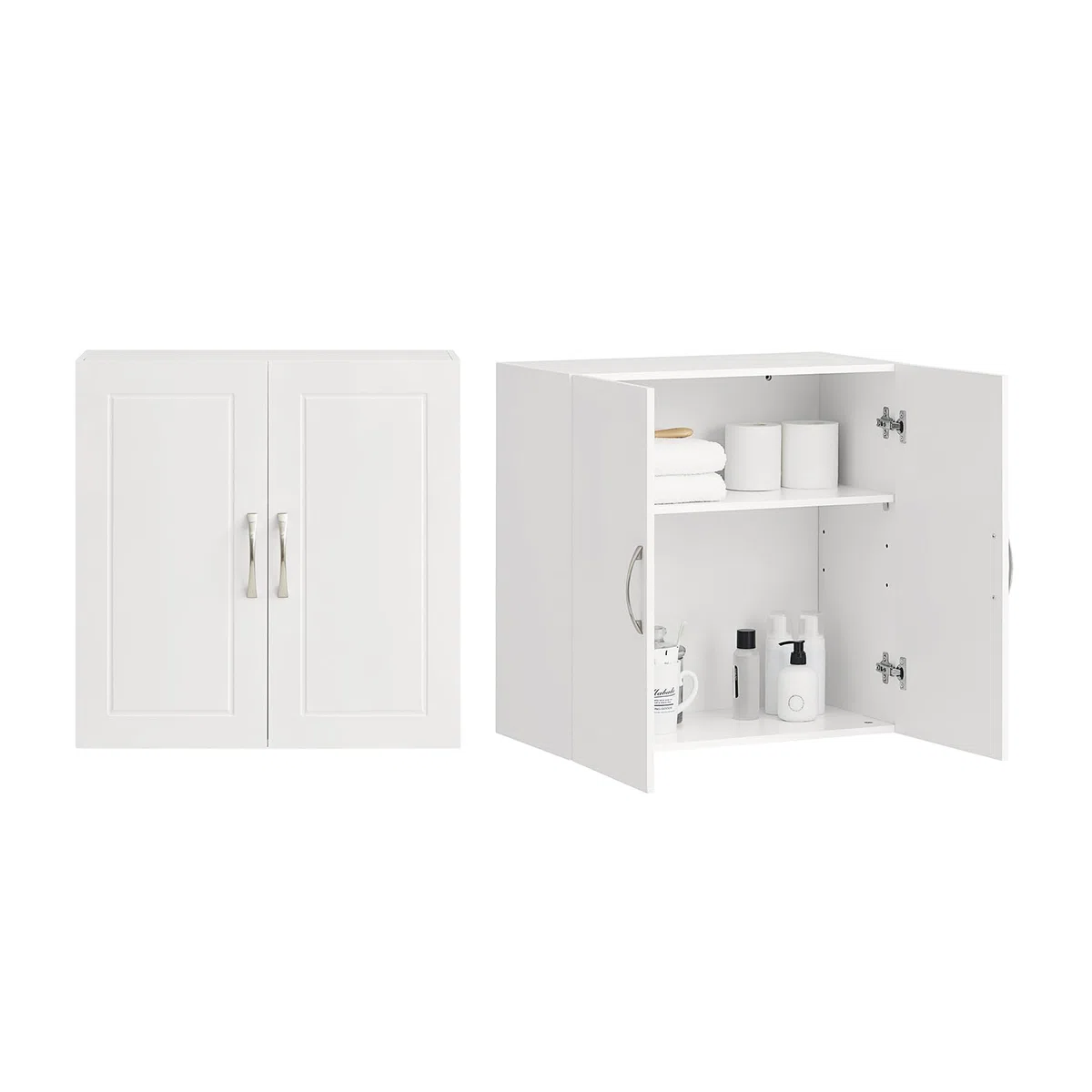 SoBuy Pensile Cucina Sospeso - Mobile Cucina con Ante Bianco Mobile Pensile da Muro Salvaspazio in Legno 60x30x60 cm con Ripiani Regolabili Dispensa Moderna FRG231-W