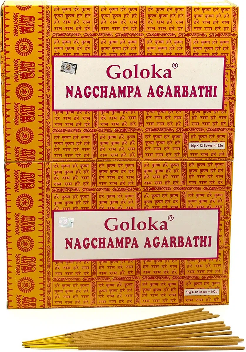 Goloka Nagchampa Agarbathi, incenso, 24 Box