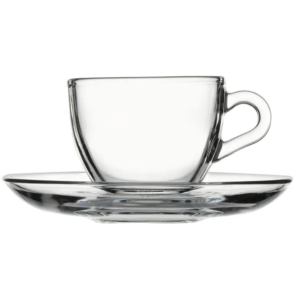 Pasabahce - 12 pezzi set con 6 tazzine per espresso e 6 piattini Basic (max. 80 ml)