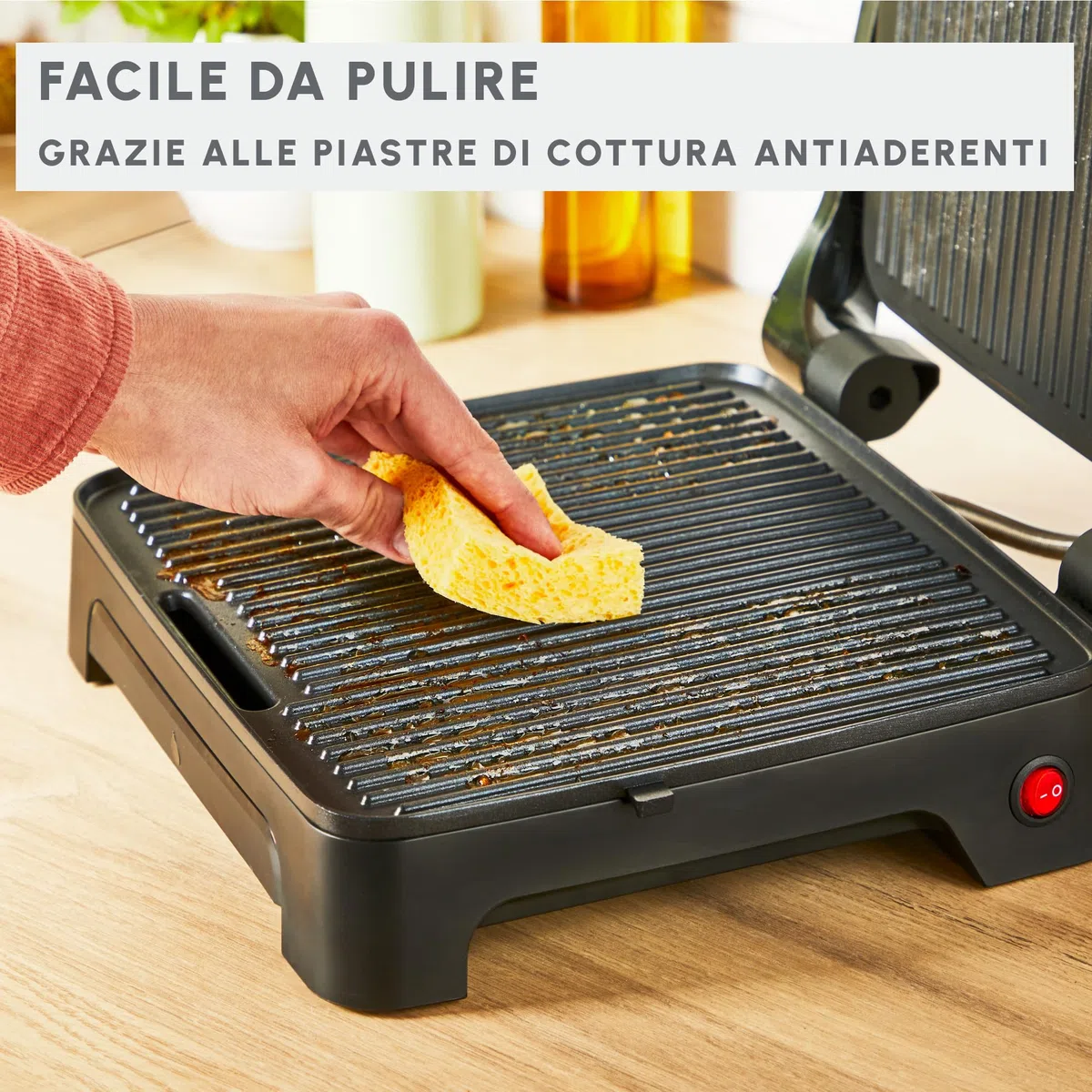 Moulinex Inicio, Piastra per Panini e Griglia, Riscaldamento Rapido: 2000 W, Piastre di Cottura Antiaderenti, Ampia Superficie di Cottura, Nero, GI271810