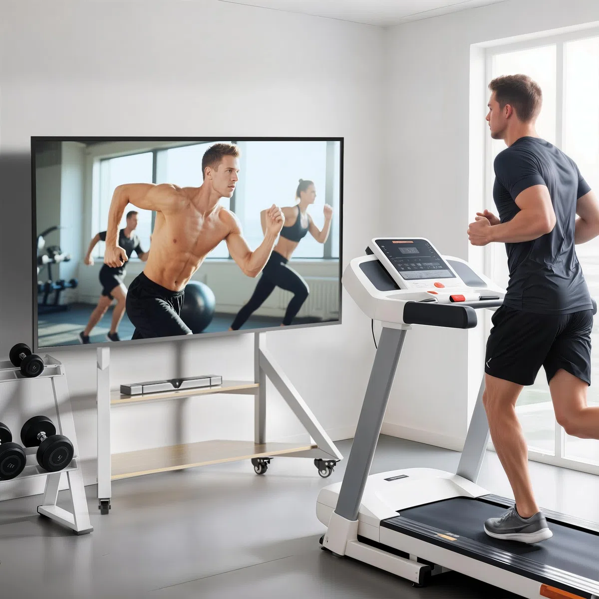 UNHO Supporto TV da Pavimento con Ruote Bianco: Supporto TV Mobile con Rotelle per 65-100 Pollici, Peso Max 100kg Base Solida per Schermi Giganti, Max VESA 800x600mm, Regolabile in Altezza