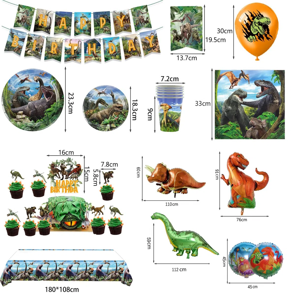 Dinosauro Stoviglie Compleanno,86Pcs Addobbi Compleanno Dino,Kit Feste Dino,Banner,Piatto,Tovaglia,Decorazioni Compleanni