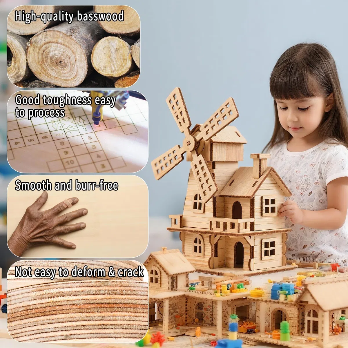 Compensato 3mm Pannelli Compensato A3 42 x 30 cm Legno Compensato di Tiglio 6 pezzi Adatto per Lavori Artigianali, Modellismo fai da te, Intaglio, Pittura, Progetti Laser e Incisione su Legno