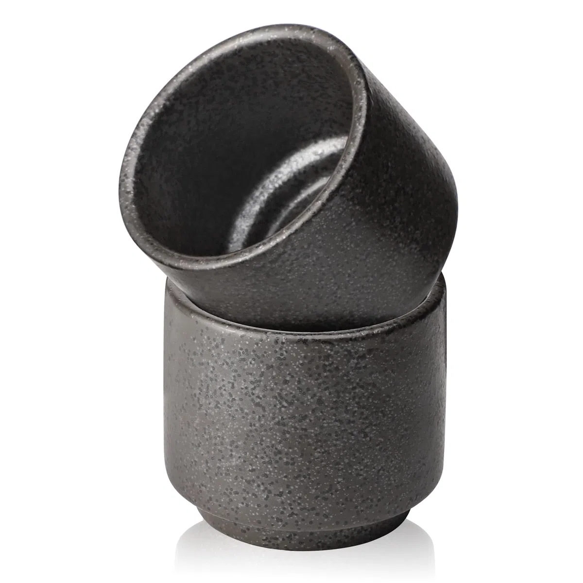 Tazze da tè in ceramica, 4 pezzi, 200 ml, set da tè giapponese (2 nero)