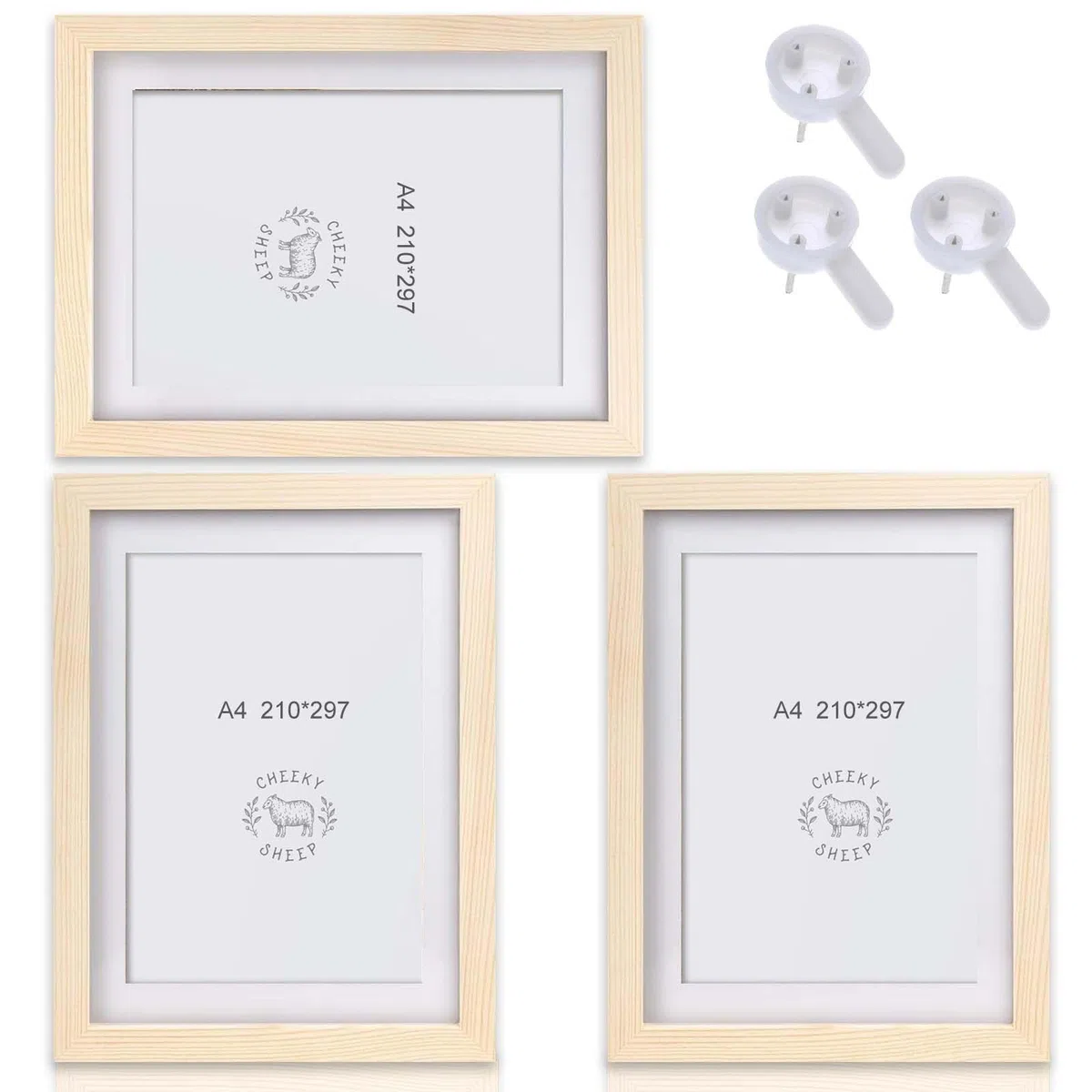 Set di 3 cornici per foto formato A4: cornici in legno, 21 x 30 cm, DIN A4, cornice in MDF in plexiglass infrangibile, cornice per poster da appendere, ideale per collage ritratti e documenti