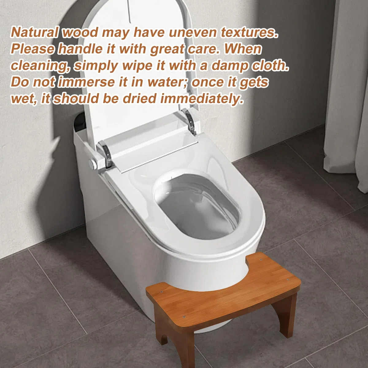 37 x 20 x 17 cm. Sgabello ergonomico per WC, in bambù stabile per adulti con design naturale, sgabello sano e portatile, supporto per la seduta antiscivolo in caso di stitichezza