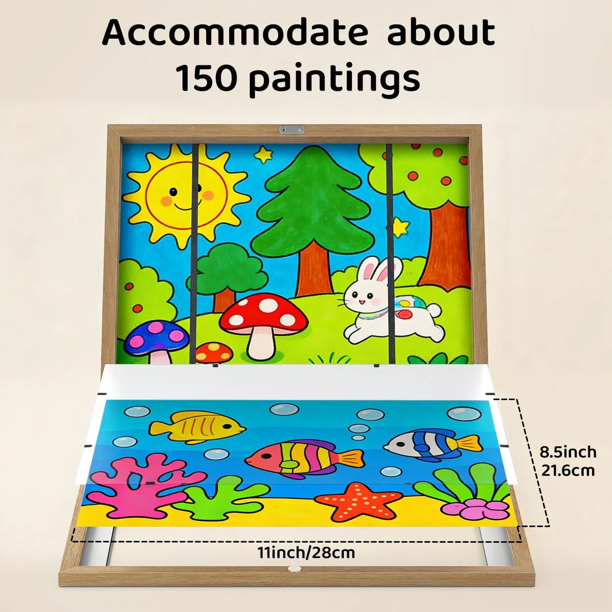 THMINS Confezione da 2 cornici artistiche in legno per bambini, 21 x 28 cm, apertura frontale e spazio per opere d'arte, disegni, artigianato 3D