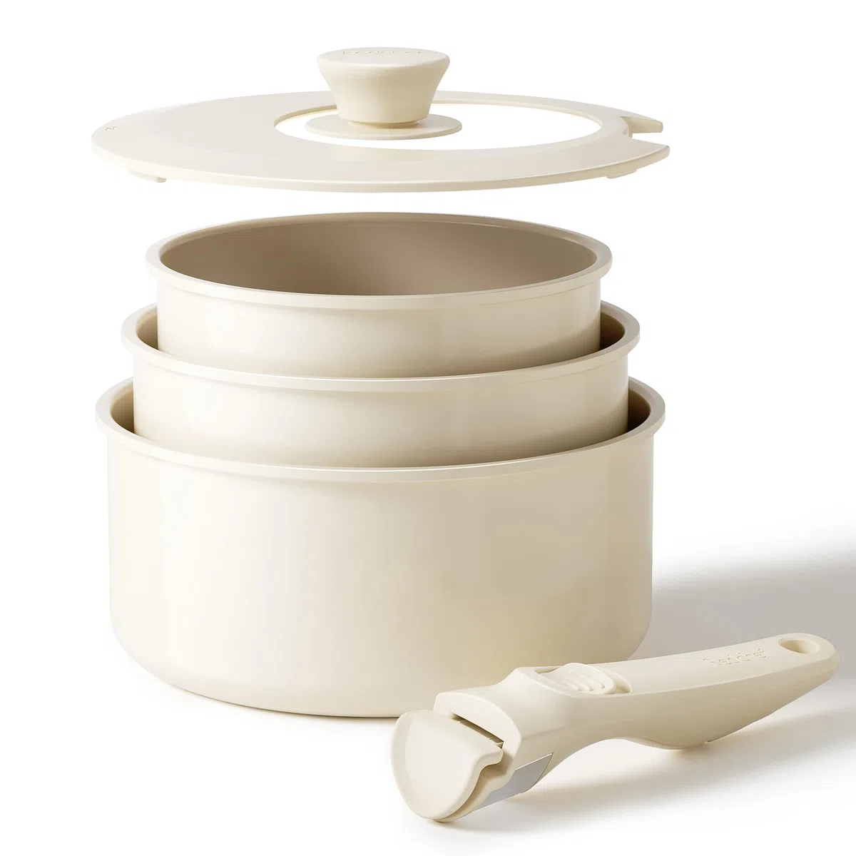 Redchef Set di Pentole Ceramica e Casseruola con manici rimovibili, pentole antiaderenti 16/18/20cm, coperchio ermetico 3-in-1, compatibile con induzione e tutti i piani cottura, resistenti al forno