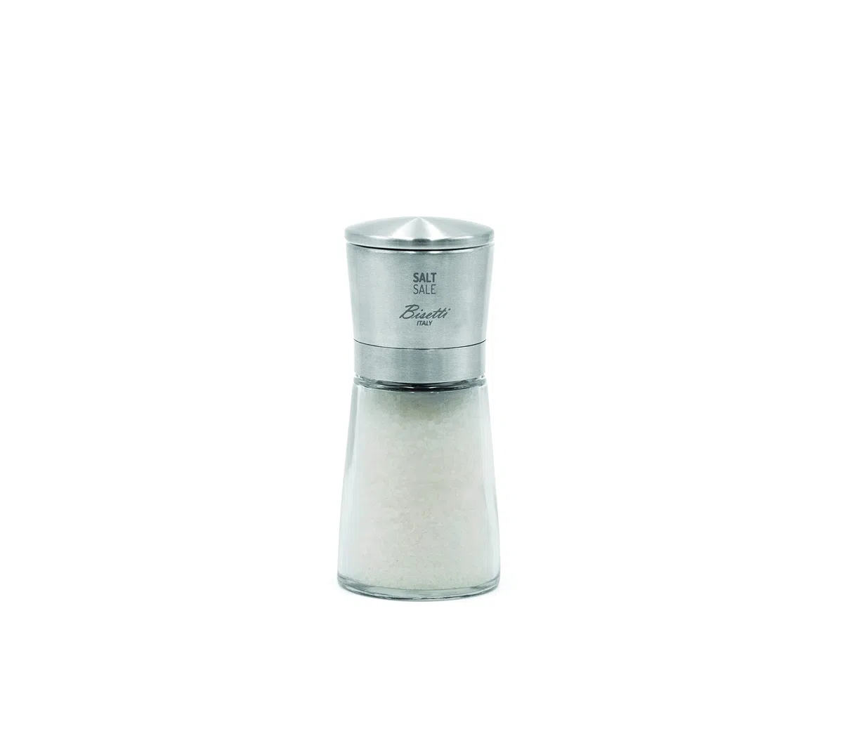 Bisetti Salt Macina Sale Tappo, Acciaio Inossidabile, Argento/Trasparente, 6 x 6 x 15 cm