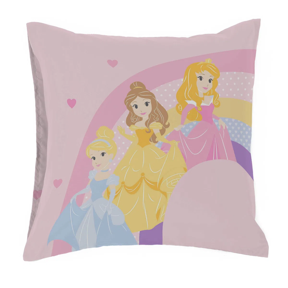 Jay Franco Disney Princess Cutout Set di 2 federe reversibili per bambini, 65 x 65 cm, 100% cotone