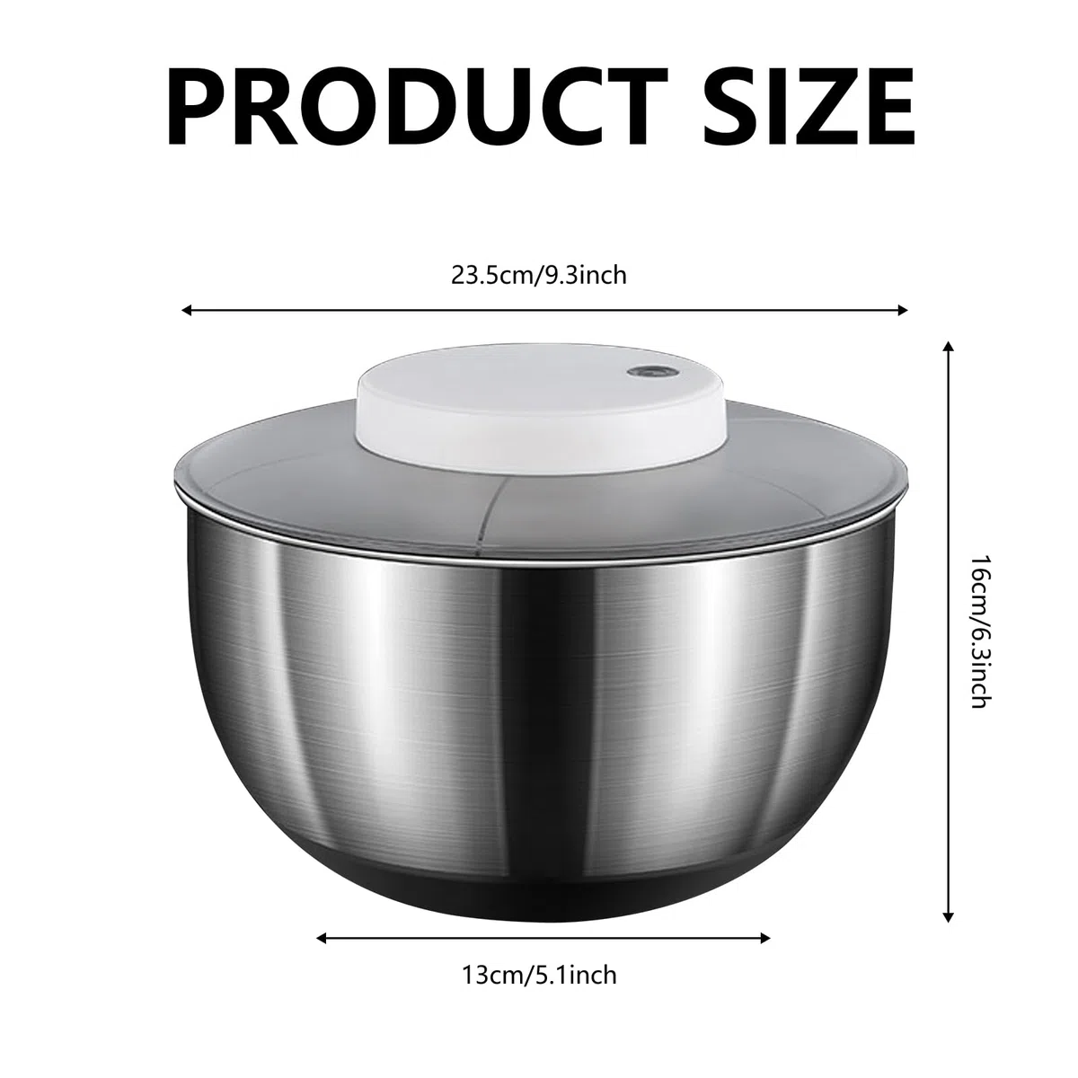Centrifuga per Insalata, Centrifuga per Lattuga Automatica da 4,8 Litri, Asciuga Insalata Centrifuga di Grande Capacità in Acciaio Inossidabile, Elettrico USB Drenare Rapidamente Lava Insalata per Fru