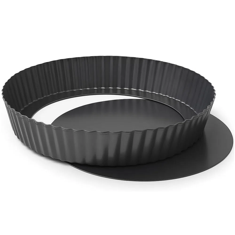 MGE - Stampo Crostata 28 cm - Teglia per Quiche e Crostata Alto - Stampo Forno Fondo Amovibile - Stampo Crostata Furba con Fondo Removibile - Stampo Furbo Crostata 28 cm