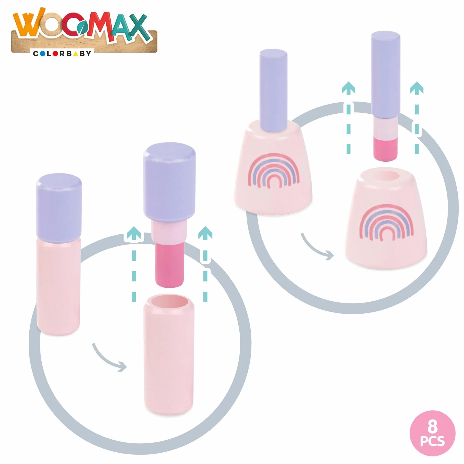 WOOMAX Tavolo da toeletta Bambina Sgabello in Legno Specchio con Luce 48x32x92cm Colori Pastello Inclusi Accessori Toletta Bambini Accessori Interattivi, Giocattoli per Bambini di 3 anni