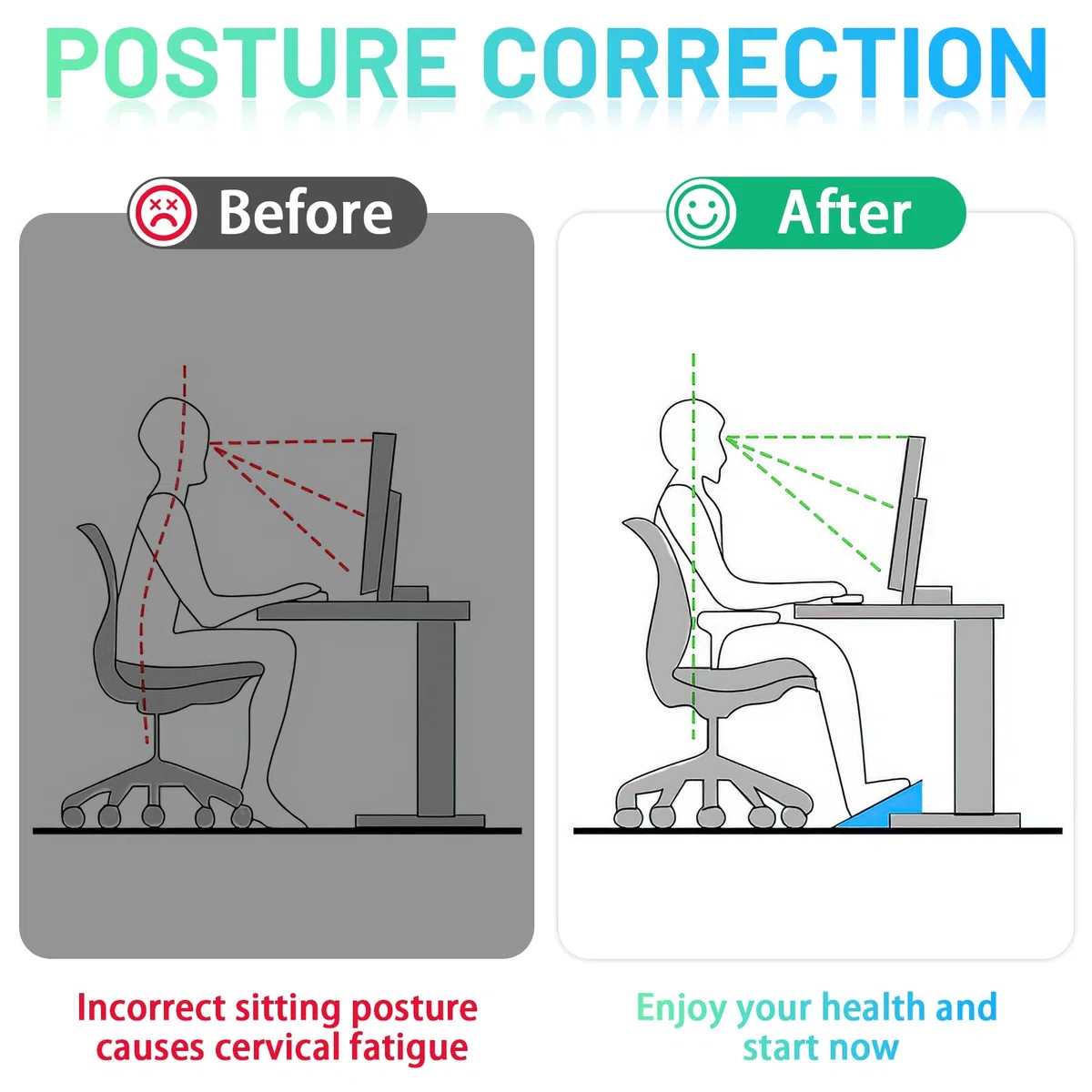 Mkitnvy Poggiapiedi per scrivania Ergonomico con 6 Regolabili e funzione di massaggio, Poggia piedi per casa, ufficio e viaggi