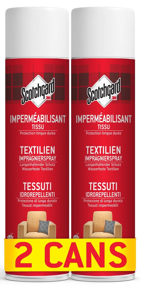 Scotchgard Spray Idrorepellente per Tessuti, 2x400 ml - Ottimo per Tappezzeria, Divani, Cuscini, Tovaglie e Abbigliamento