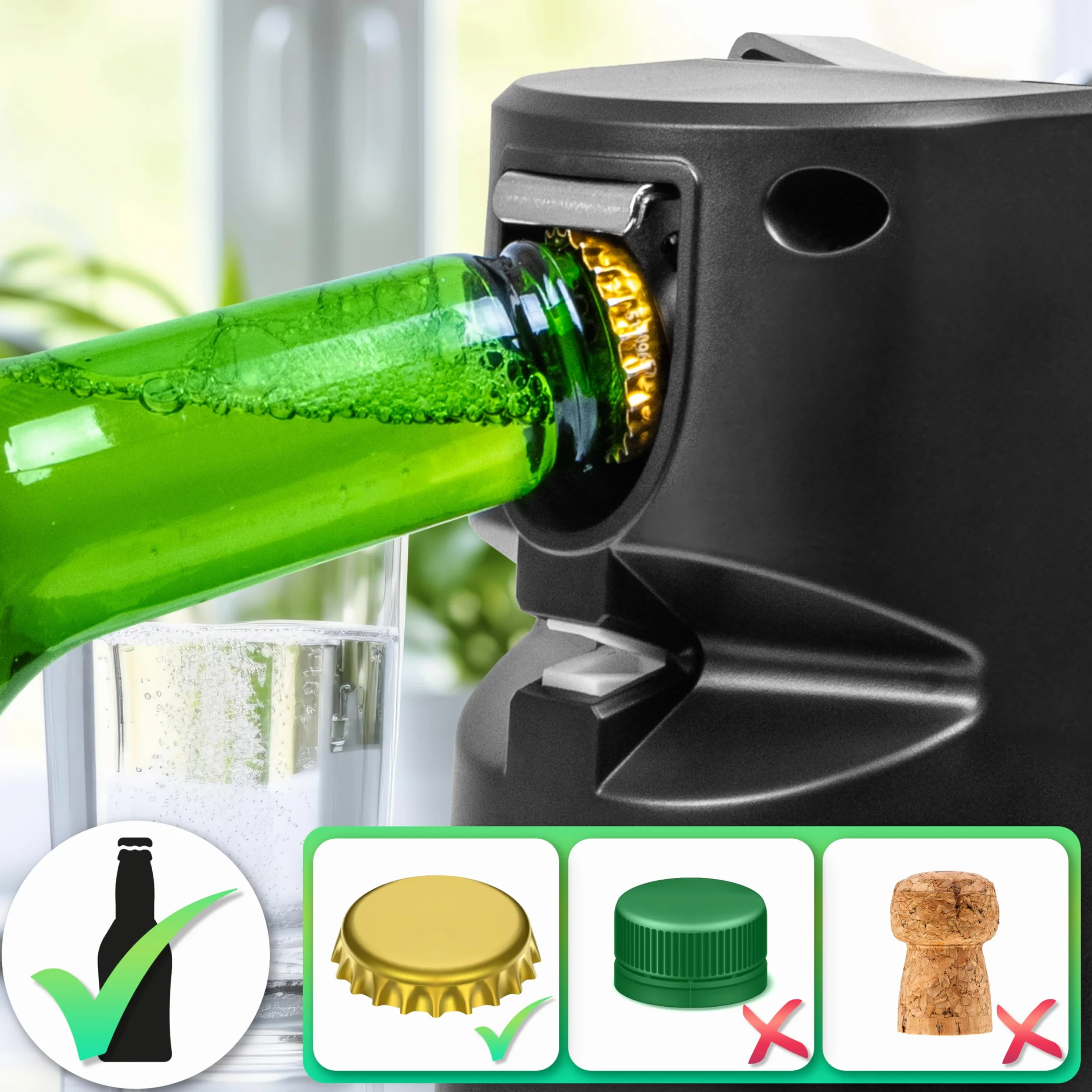 Duronic CO60 Apriscatole Elettrico 50W Automatico, Apri Lattine da Tavolo con Arresto Automatico, Affilacoltelli Integrato, Apribottiglie e Decapsulatore, Can Opener, Facile per Anziani