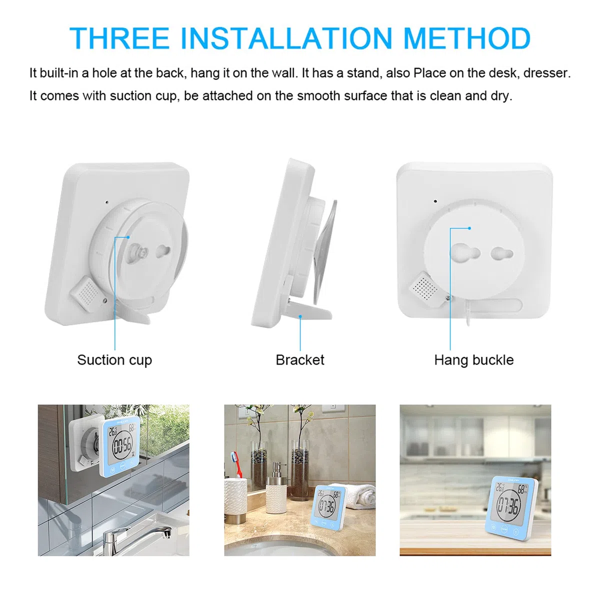 Orologio da Bagno Orologio digitale da Bagno LCD sveglia doccia digitale impermeabile controllo Touch ℃/℉ temperatura umidità alimentato batteria per doccia cucina