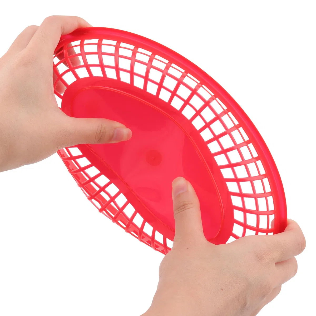 MUKCHAP 40 cestini in plastica rossa per fast food, 23 x 14,5 x 4 cm, ovali cestini rossi per fast food, cesti in plastica per alimenti, per patatine, panini, hamburger