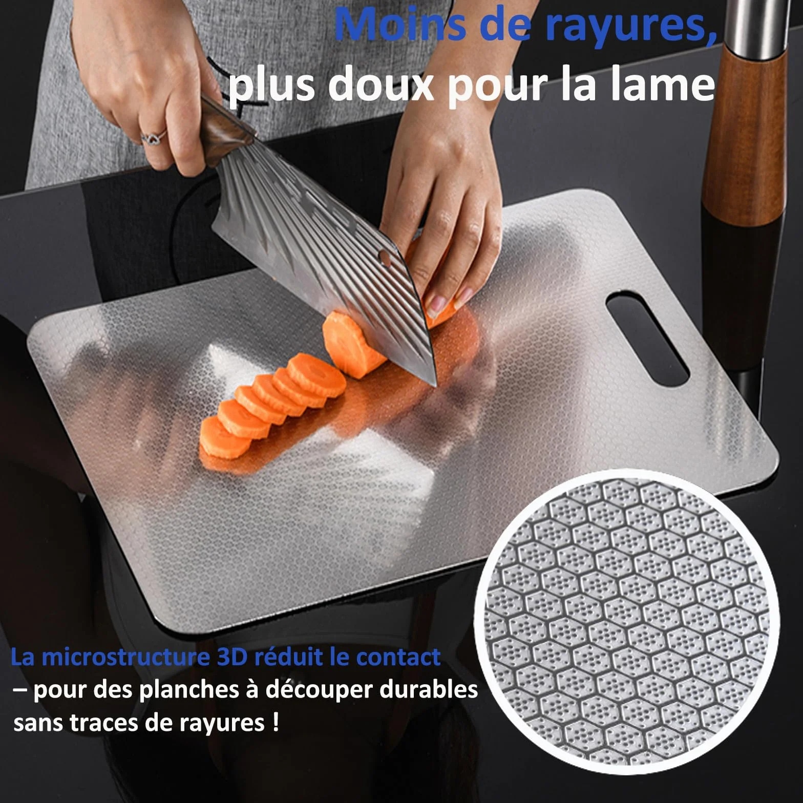 Tagliere Acciaio Inox, Tagliere in Titanio per Cucina, Nuova Versione - Resistente ai Graffi, Completamente Senza BPA, Essere Lavato in Lavastoviglie