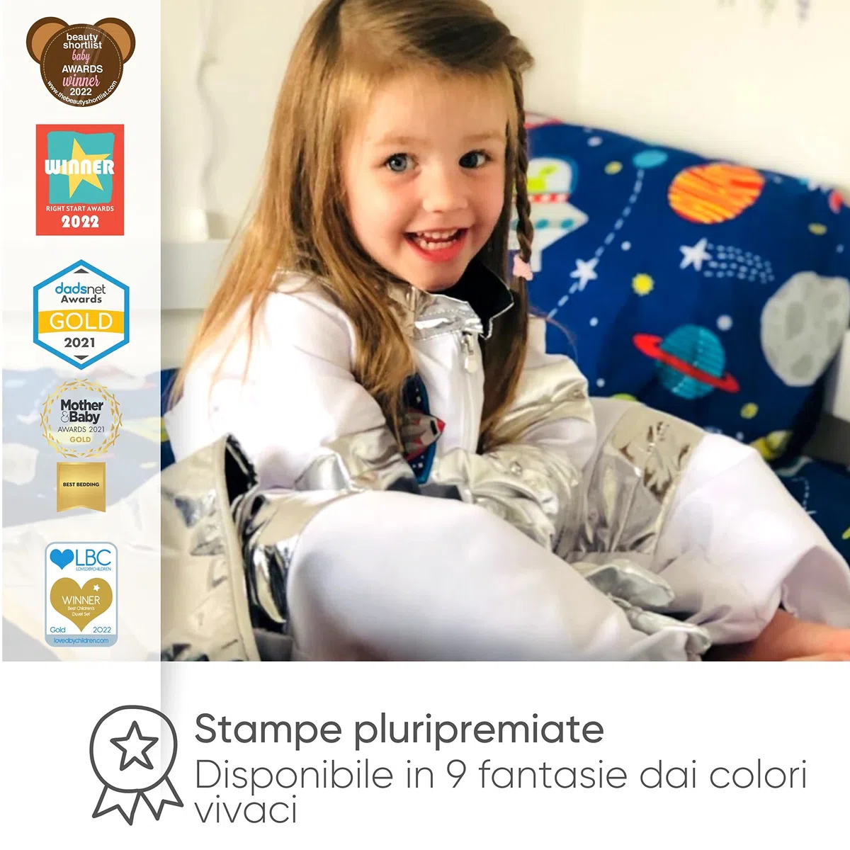 Bloomsbury Mill - Set Copripiumino Piazza e Mezza - Lo Spazio Esterno, Pianeti, Razzi - Lenzuola Letto Reversibile Per Ragazzi/Ragazee - Set Di Biancheria Da Letto Per Bambini - 200x200cm e 2 Federe