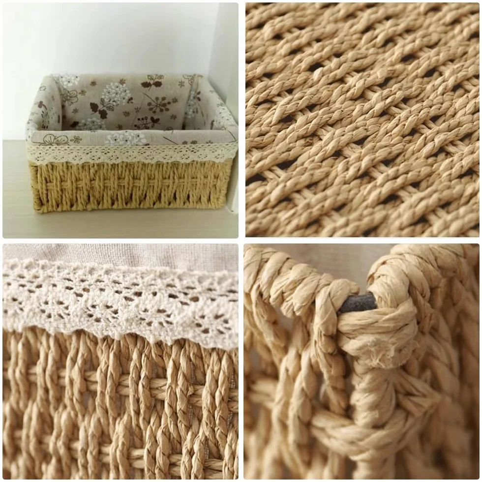 Set di 3 Cestini Portaoggetti Intrecciati, Cestini Regalo, Cestini Portaoggetti per Bagno, Cestini Intrecciati Boho per Casa, Ufficio, Bagno e Camera da Letto (Naturale)