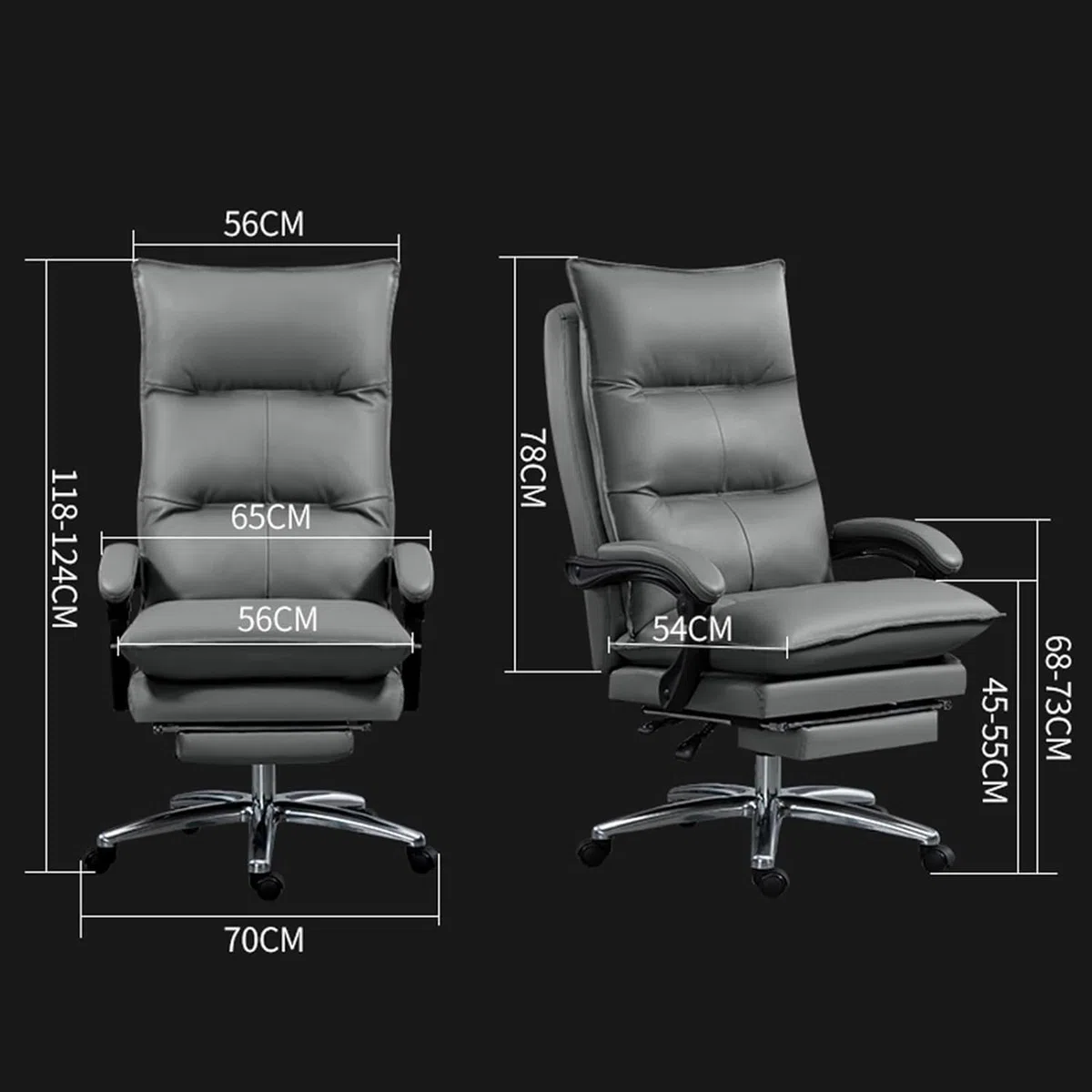 Sedia da ufficio in pelle autentica ergonomica con poggiapiedi retrattile che si reclina completamente la sedia del computer executive posteriore per comodi attività di attività per boss girevoli