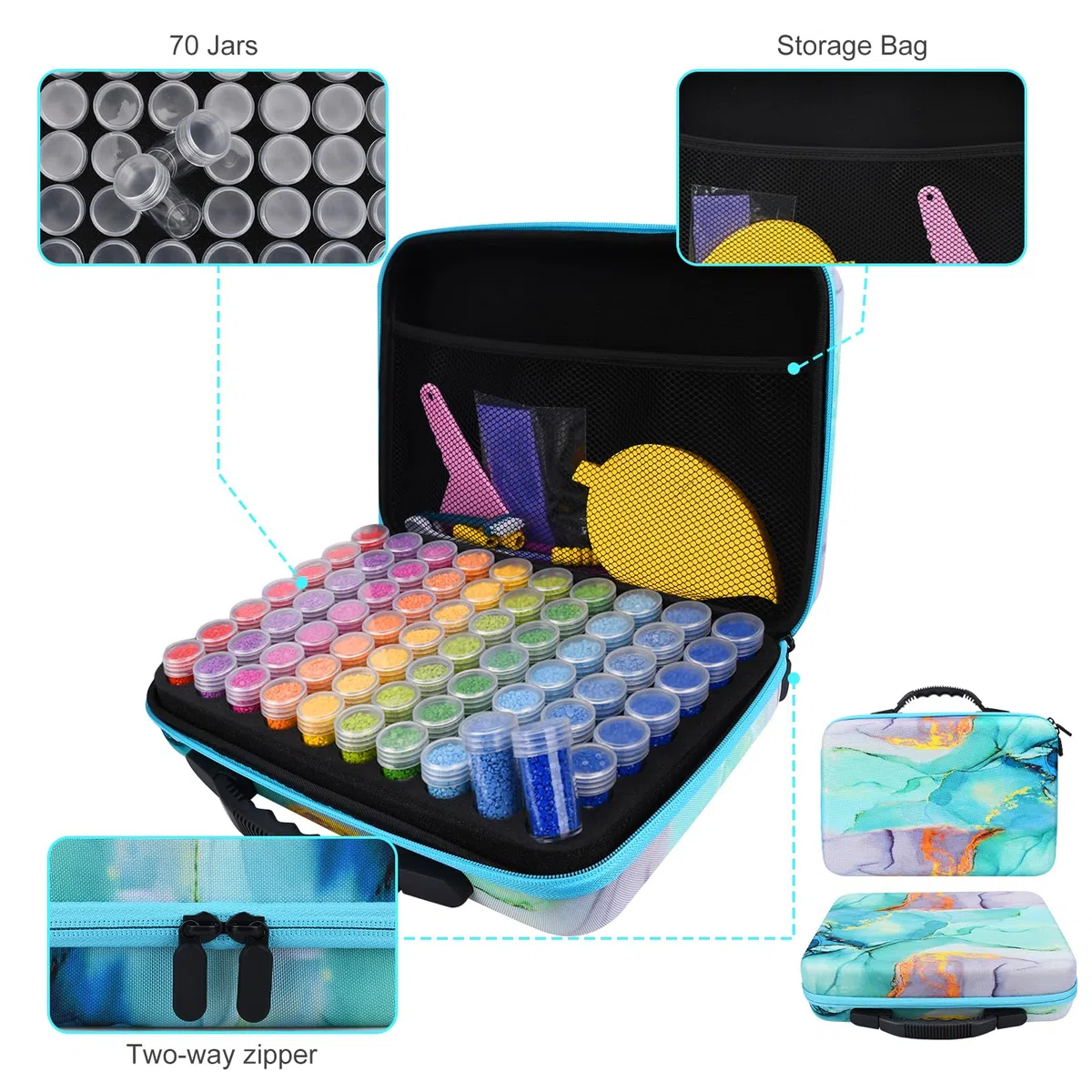 Diamond Painting Kit Completo,Diamond Painting Accessori,70 Slots Diamant Painting Accessori,Strumenti di Pittura Diamante,per Fai da Te,Gioielli,Artigianato d'Arte E Punto Croce