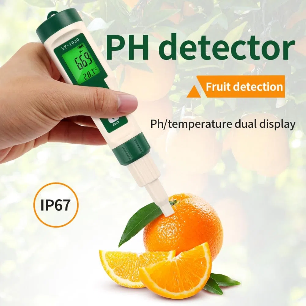 Misuratore Professionale PH per Alimenti con Sensore Ad Alta Precisione Tester Acidità Temperatura per Produzione Formaggio, Carne, Inscatolamento, Impasto, Terreno