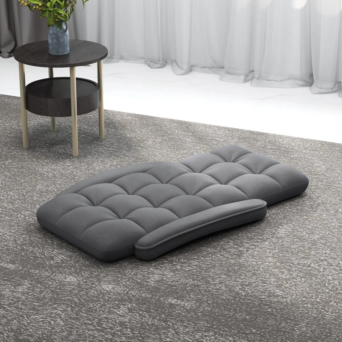 COSTWAY Sedia da Pavimento, Poltrona Divano con Schienale Regolabile 6 Livelli, Sedia Terra con Braccioli, Chaise Lounge per Soggiorno Camera da Letto, 60 x 64 x 54 cm