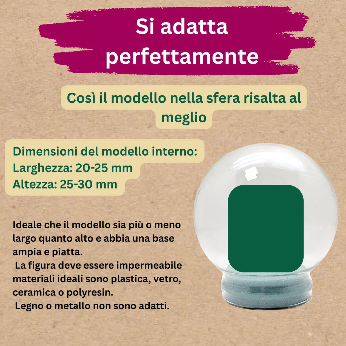 Snowglobe for You, 40002, Palla di Vetro per Palla di Neve Fai da Te, 65 mm, Base in Porcellana