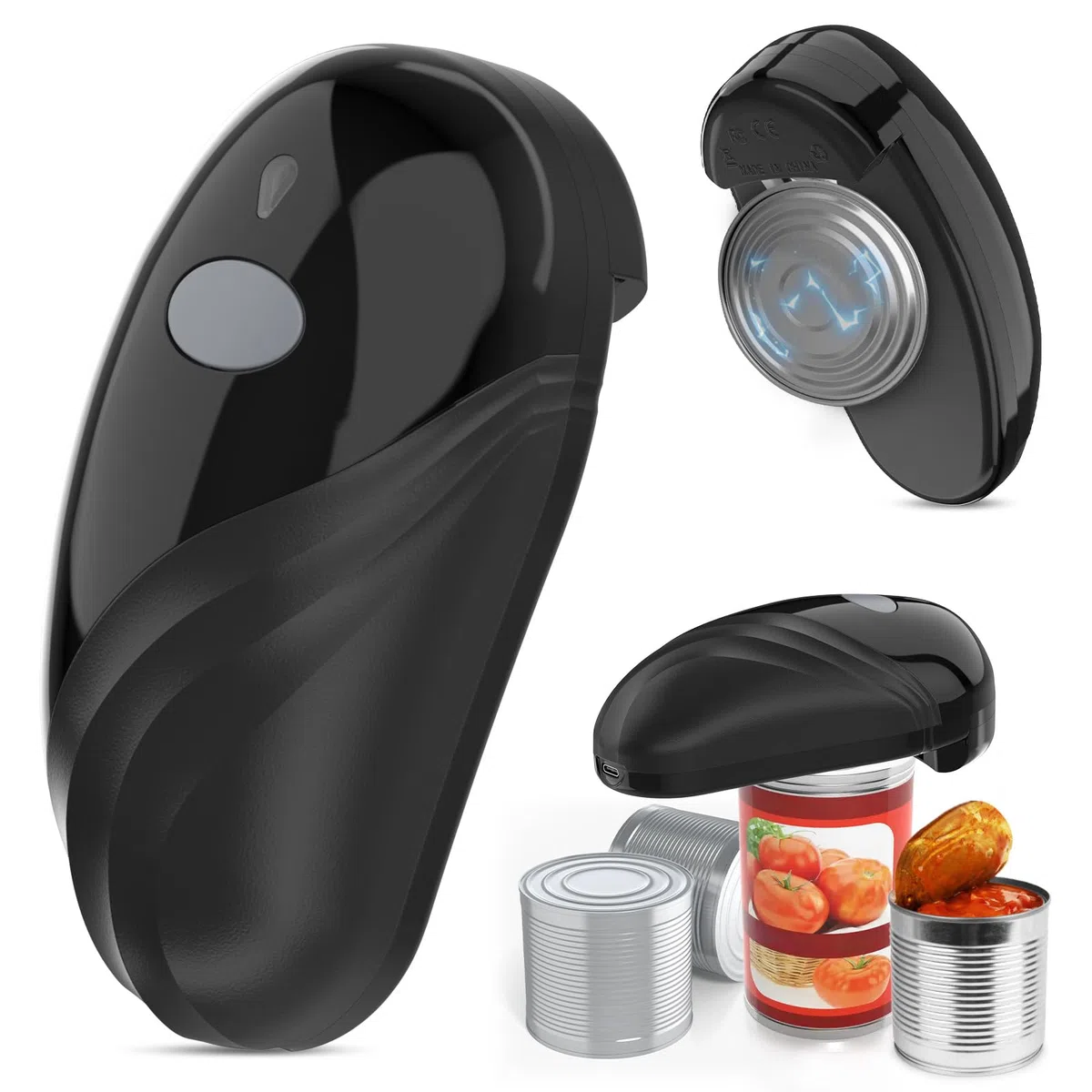 Apriscatole elettrico, ricaricabile e cavo USB automatico con funzionamento one-touch, sicuro per tutte le dimensioni di lattine, gadget da cucina, apriscatole per anziani, artrite e mamma, colore