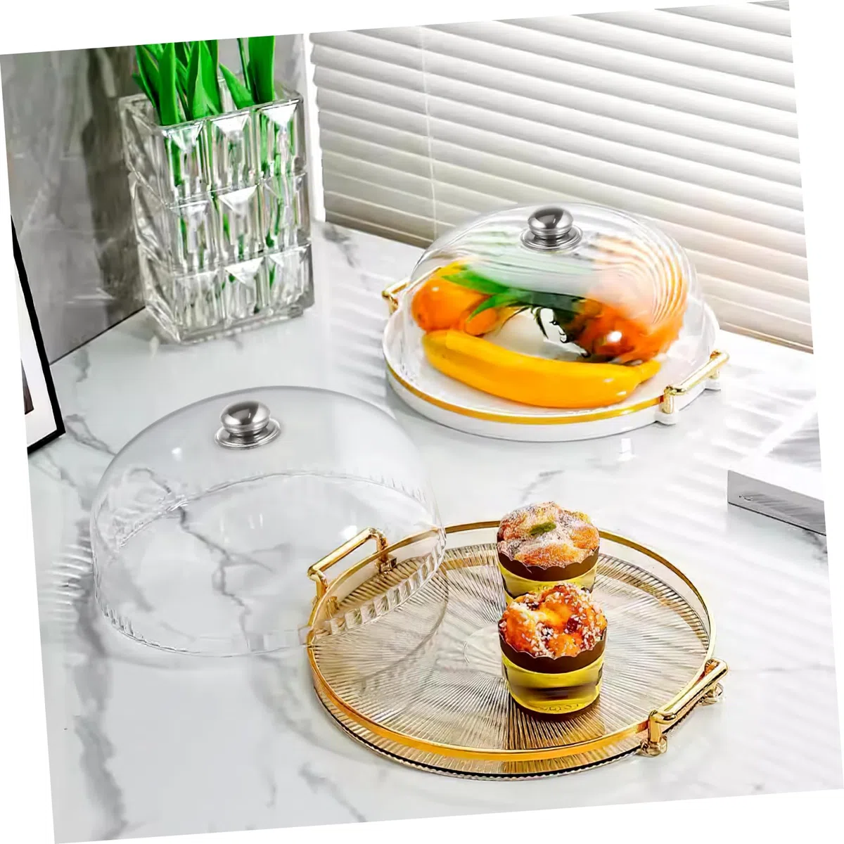 Cabilock Copertura Trasparente da 25x10 Cm per Torta in Plastica Copertura Alimentare Cupola Protettiva Pratico Copri Torta per Alimenti per Snack e Dessert per Casa e Ristorazione