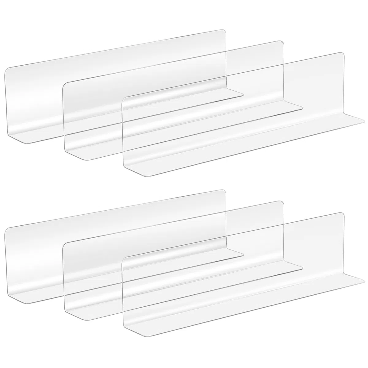 Amosfun Divisori Trasparenti a L 7.87X2.36X1.18 Pollici 20 Pezzi Separatore per Scaffali Supermercato Armadietti Cucina Organizer Interno Mensole