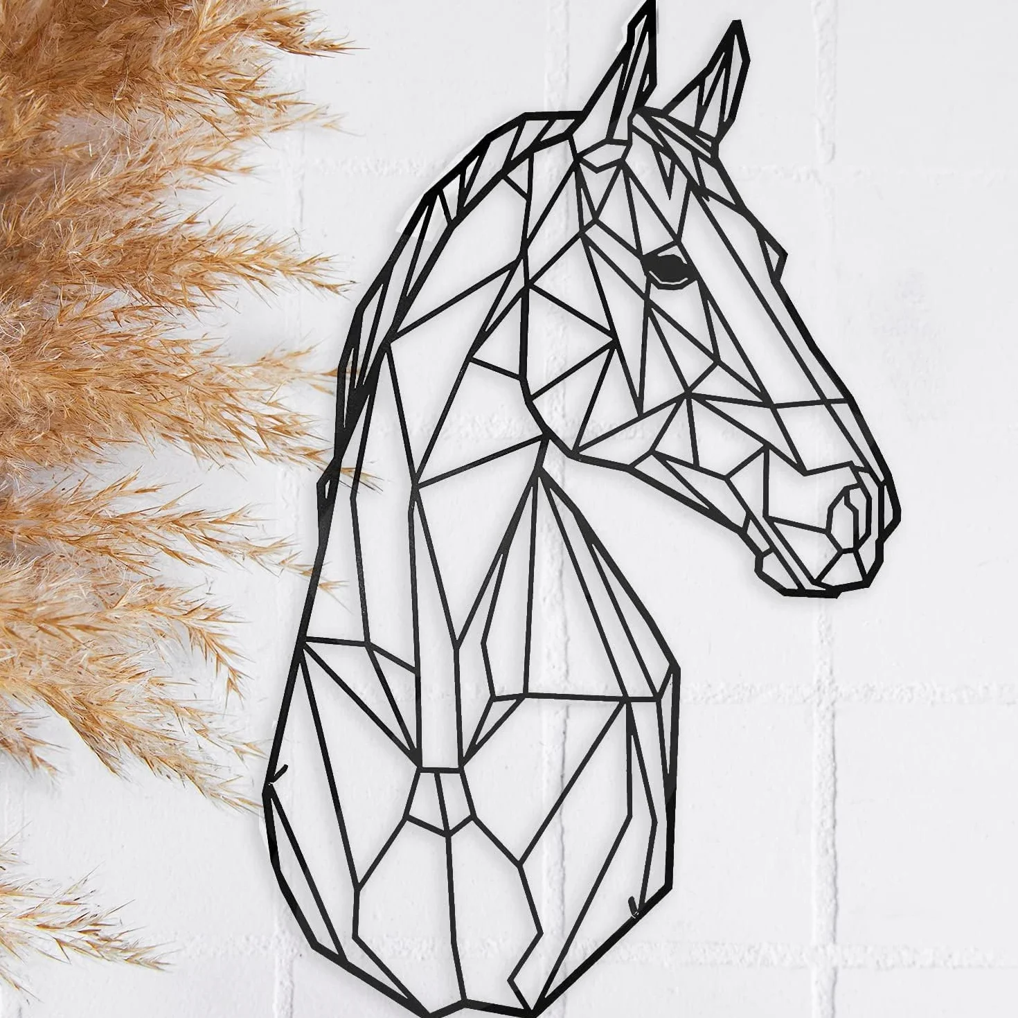 keluly Decorazione in metallo - Scultura da parete galleggiante, con ombre, in acciaio (43 x 31 cm, cavallo)