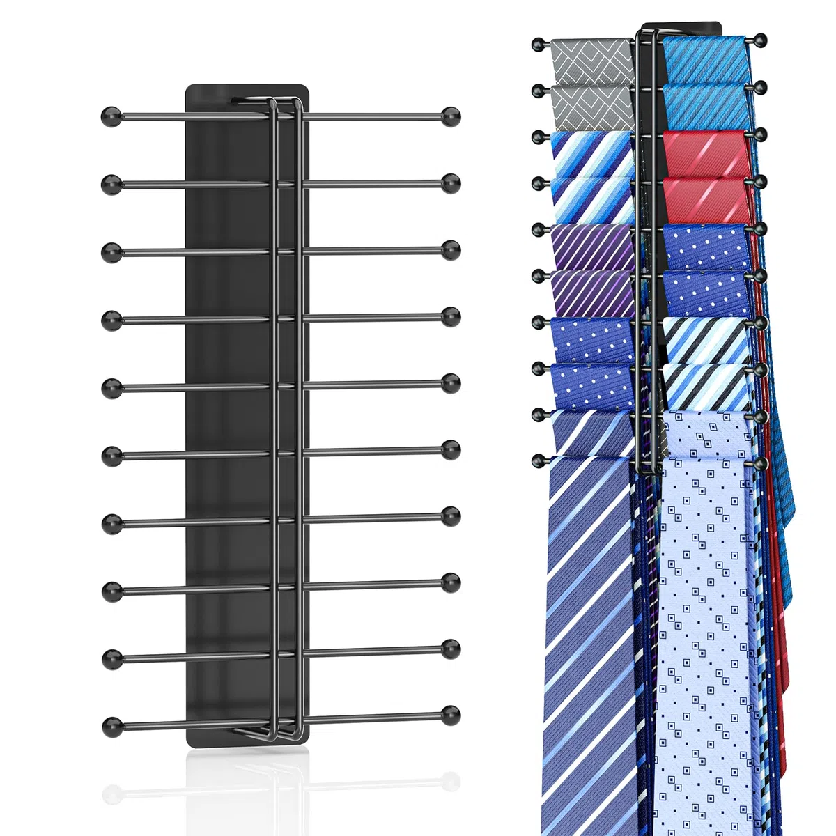 Portacravatte da Armadio, Porta Cravatte da Parete Adesivo, Porta Cinture da Armadio con 20 Ganci per Organizzare e Conservare Cravatte, Organizer per Cravatte da Uomo e Cinture, fermacravatta