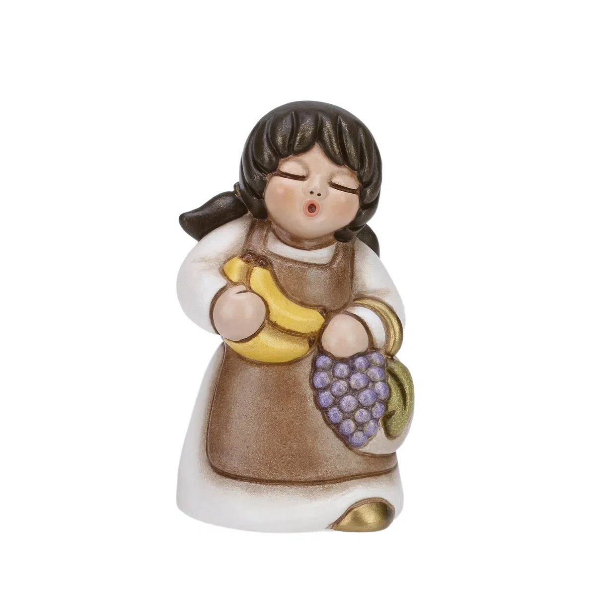 THUN - Donna con Frutta - Versione Bianca - Statuine Presepe Classico - Ceramica - I Classici