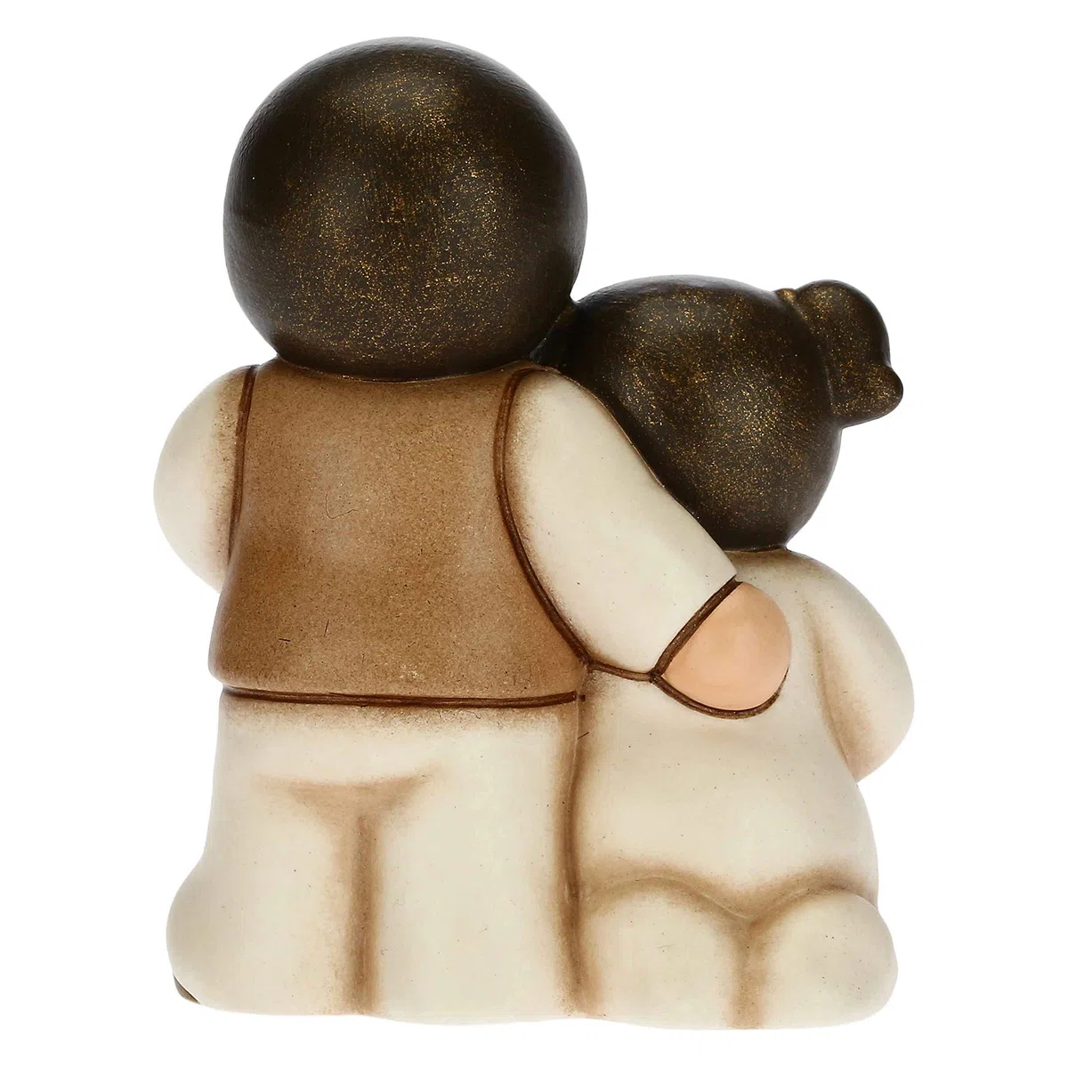 THUN - Statuina Presepe Coppia di Bambini con Gatto - Decorazioni Natale Casa - Linea Presepe Classico, Variante Bianca - Ceramica - 5,5 x 4 x 6,5 h cm
