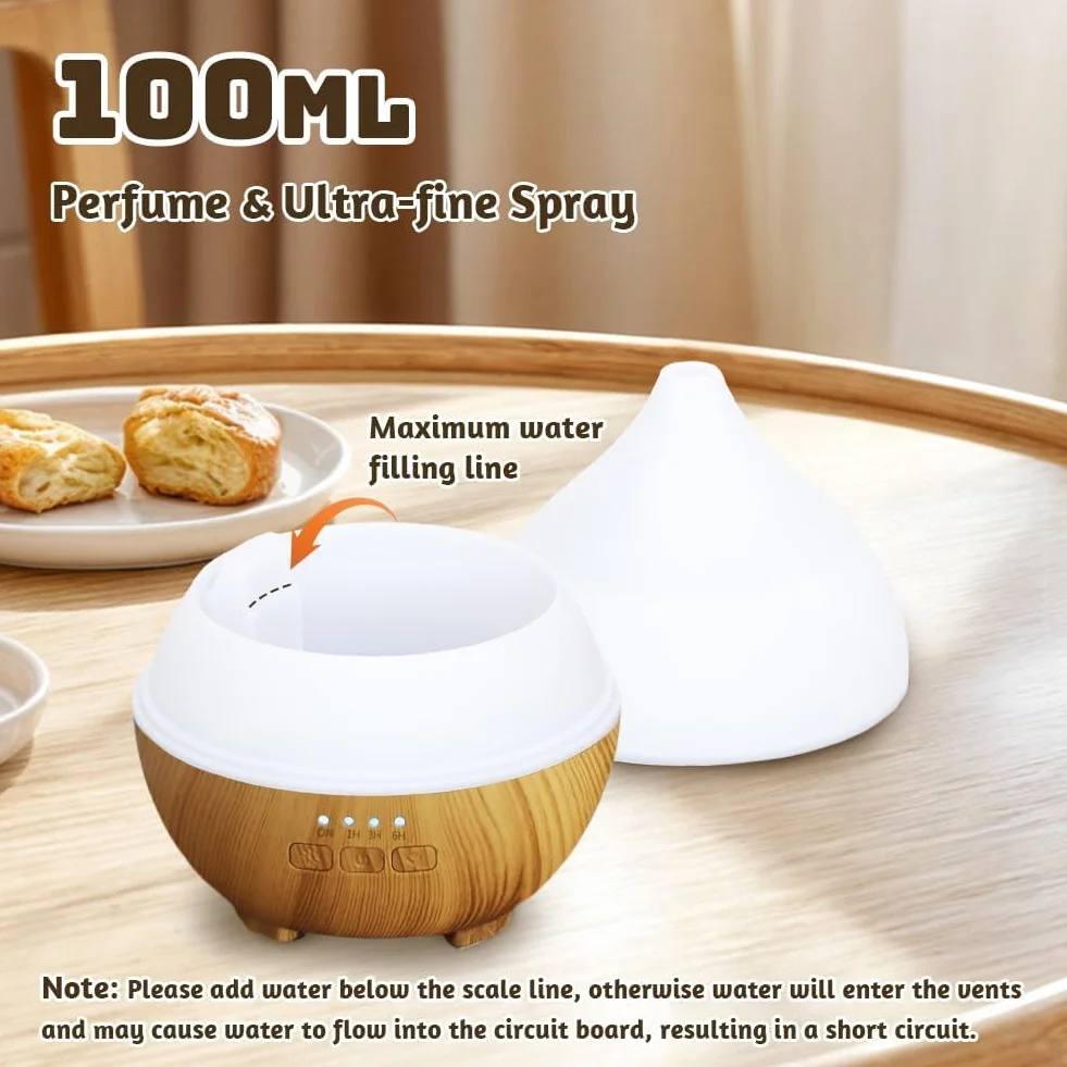 flintronic Diffusore di Oli Essenziali, 100ml Ultrasuoni Diffusore di Aromi Umidificatore Ambiente, Con LED a 7 colori, per Camera da Letto, SPA, Ufficio, Neonato